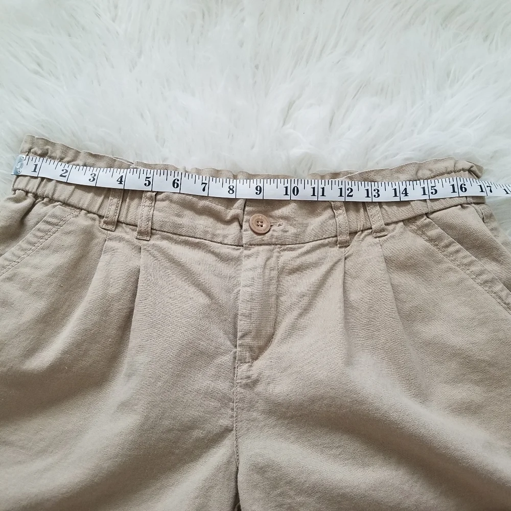 Be Bop Women's Sz 15 Linen Blend Khaki Shorts Paperbag Cuffed